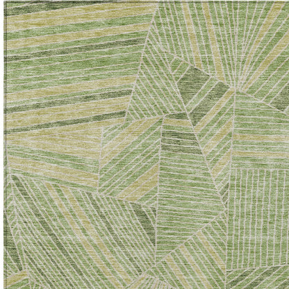 Tabselect Home Line 5' X 8' Green And Olive Green Geometric Washable Indoor Outdoor Area Rug