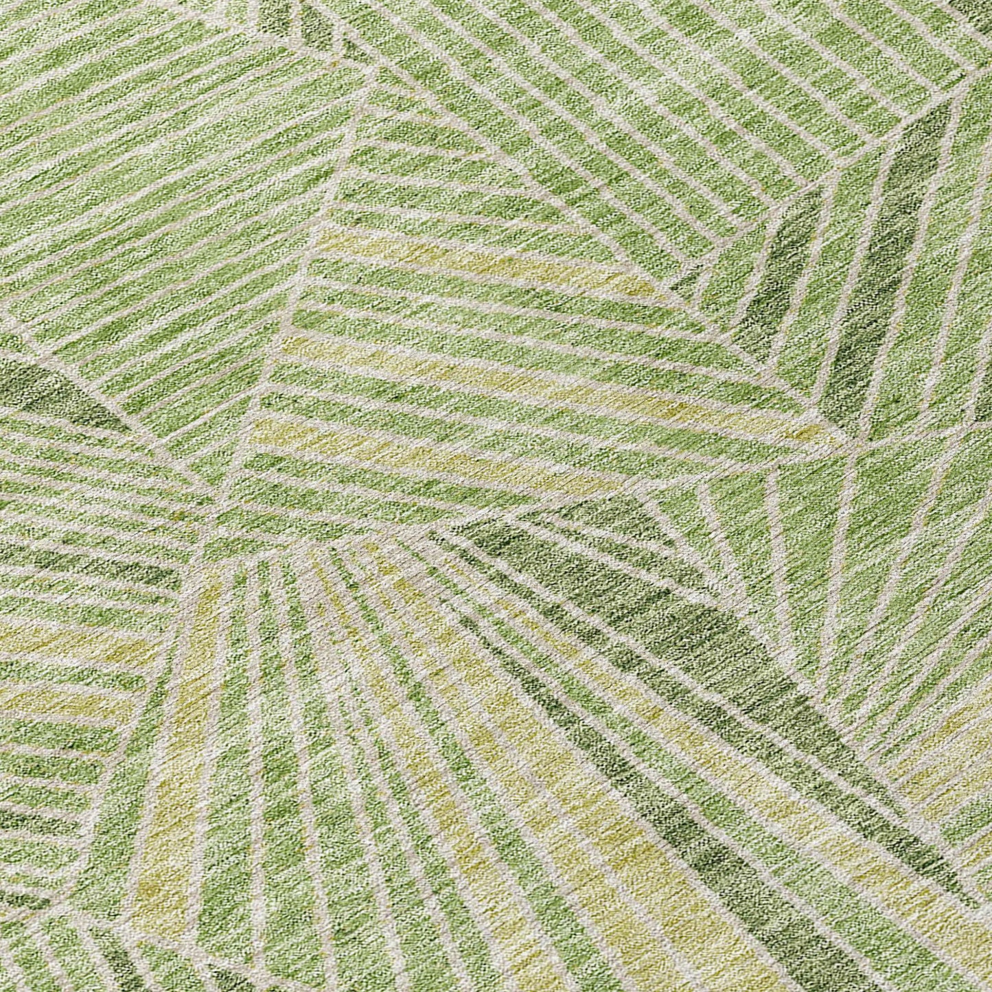 Tabselect Home Line 5' X 8' Green And Olive Green Geometric Washable Indoor Outdoor Area Rug