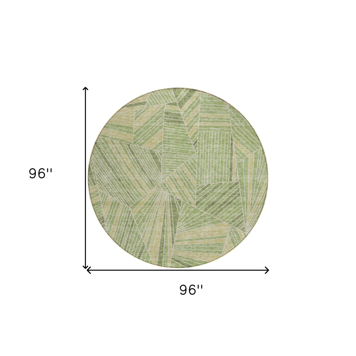Tabselect Home Line 8' Green And Olive Green Round Geometric Washable Indoor Outdoor Area Rug