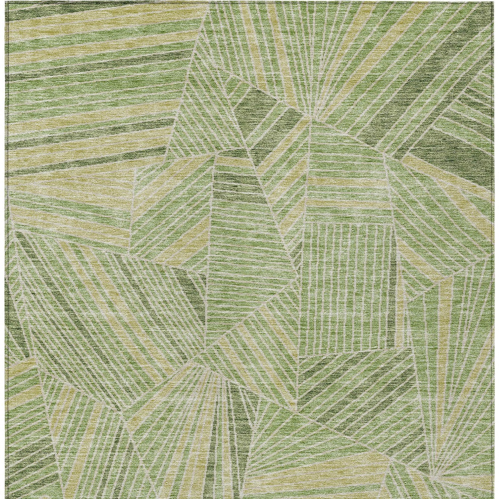 Tabselect Home Line 8' X 10' Green And Olive Green Geometric Washable Indoor Outdoor Area Rug