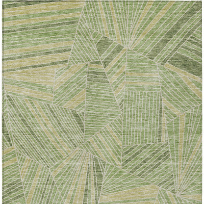 Tabselect Home Line 8' X 10' Green And Olive Green Geometric Washable Indoor Outdoor Area Rug