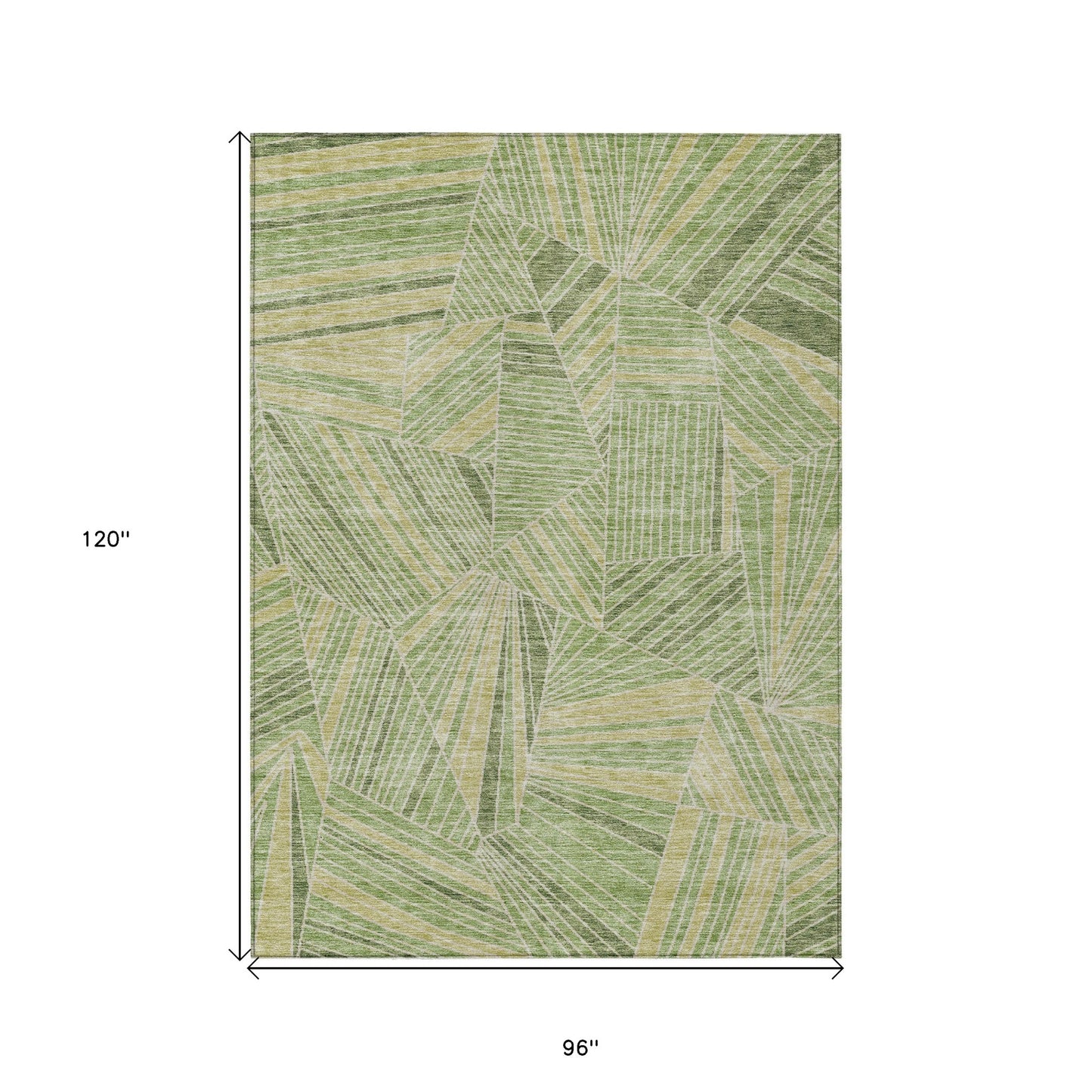 Tabselect Home Line 8' X 10' Green And Olive Green Geometric Washable Indoor Outdoor Area Rug