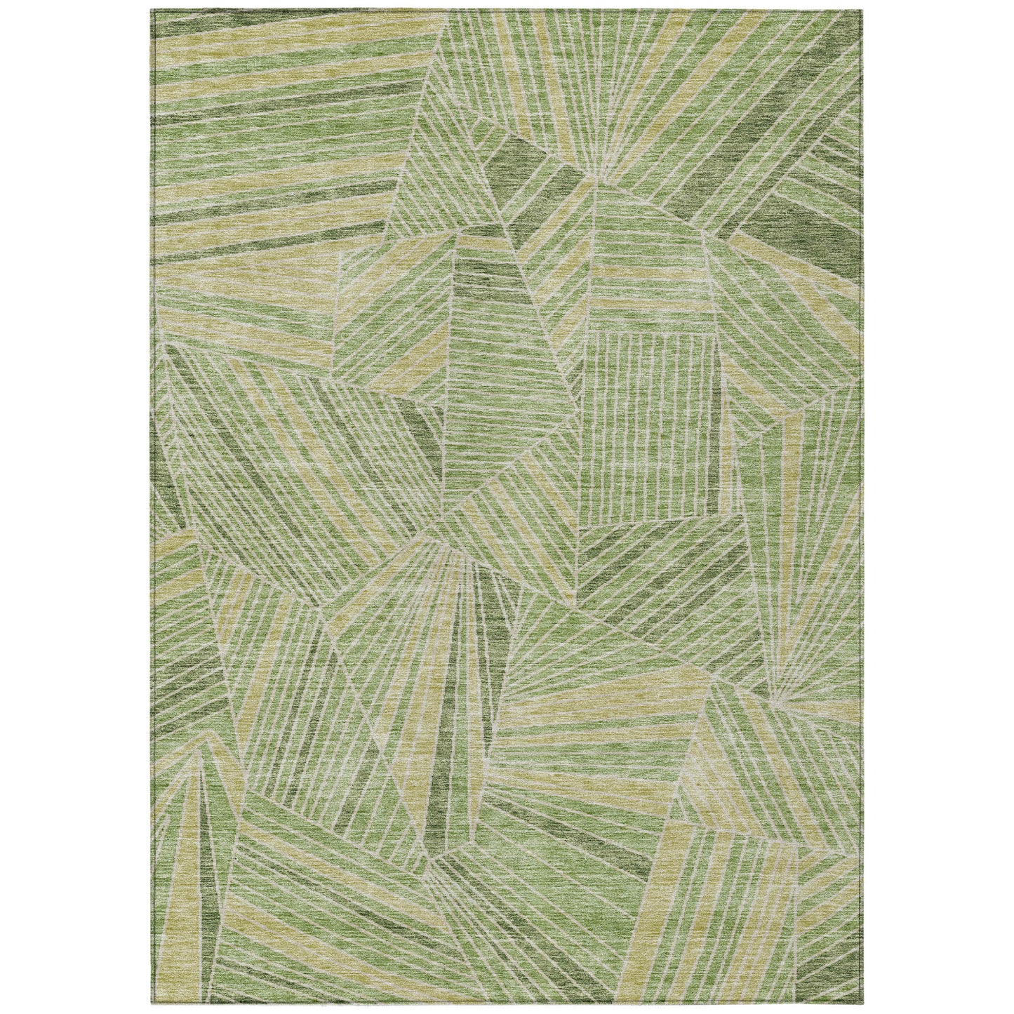 Tabselect Home Line 8' X 10' Green And Olive Green Geometric Washable Indoor Outdoor Area Rug