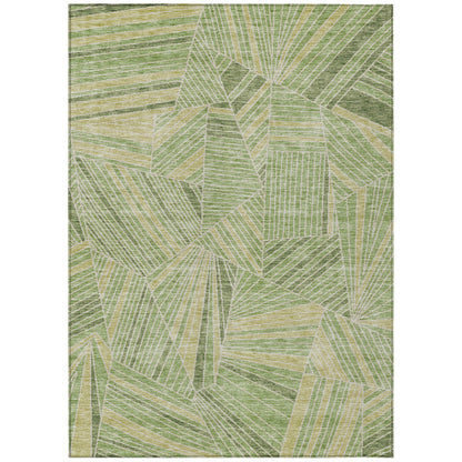 Tabselect Home Line 8' X 10' Green And Olive Green Geometric Washable Indoor Outdoor Area Rug