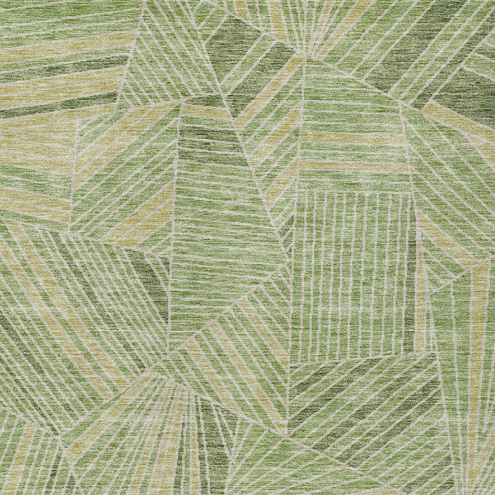 Tabselect Home Line 8' X 10' Green And Olive Green Geometric Washable Indoor Outdoor Area Rug