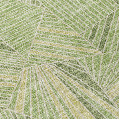 Tabselect Home Line 8' X 10' Green And Olive Green Geometric Washable Indoor Outdoor Area Rug