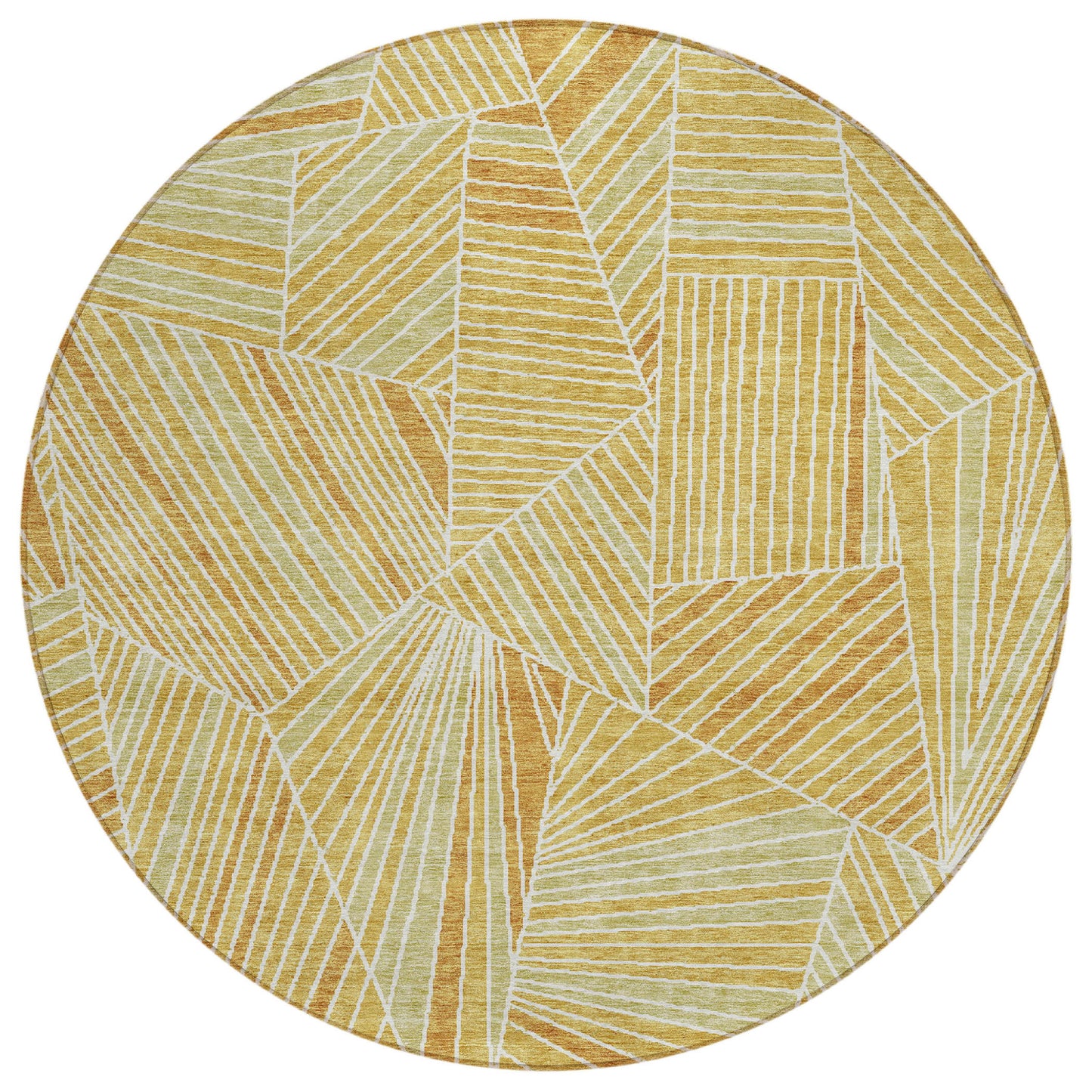 Tabselect Home Line 8' Gold Copper And Brown Round Geometric Washable Indoor Outdoor Area Rug