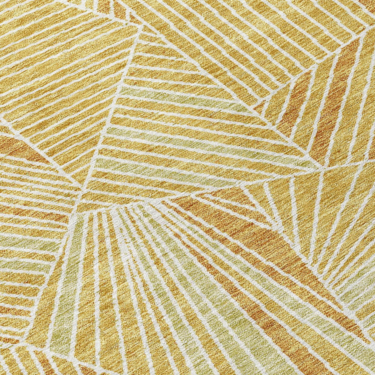 Tabselect Home Line 8' Gold Copper And Brown Round Geometric Washable Indoor Outdoor Area Rug