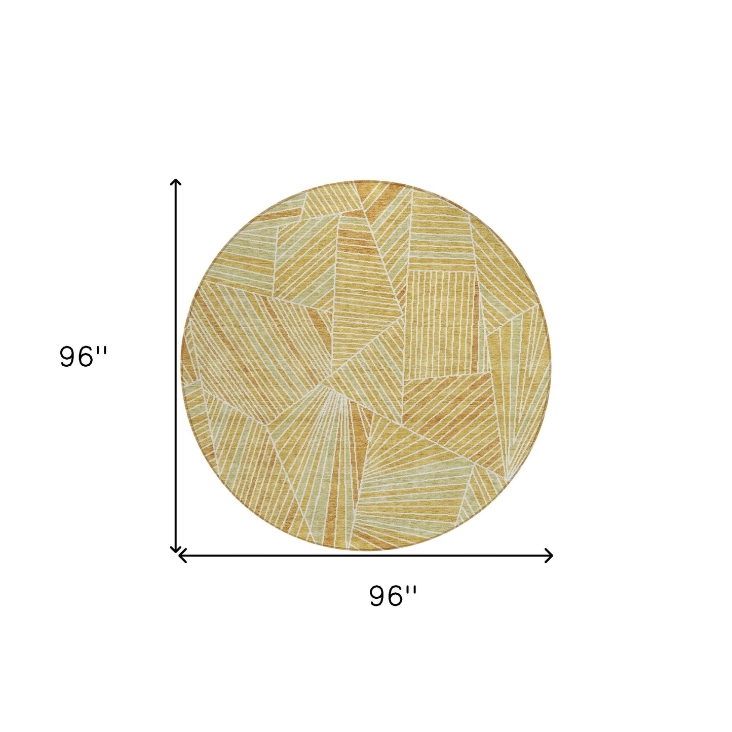 Tabselect Home Line 8' Gold Copper And Brown Round Geometric Washable Indoor Outdoor Area Rug