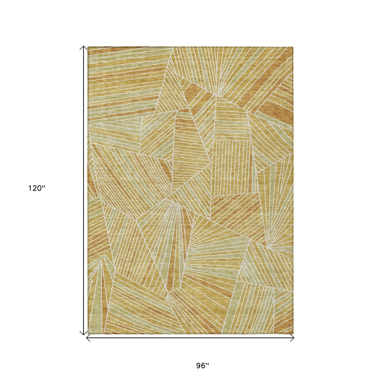 Tabselect Home Line 8' X 10' Gold Copper And Brown Geometric Washable Indoor Outdoor Area Rug