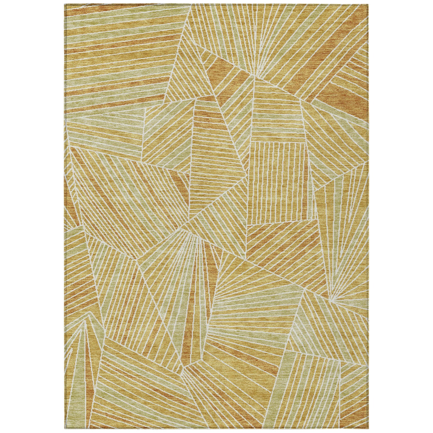 Tabselect Home Line 8' X 10' Gold Copper And Brown Geometric Washable Indoor Outdoor Area Rug