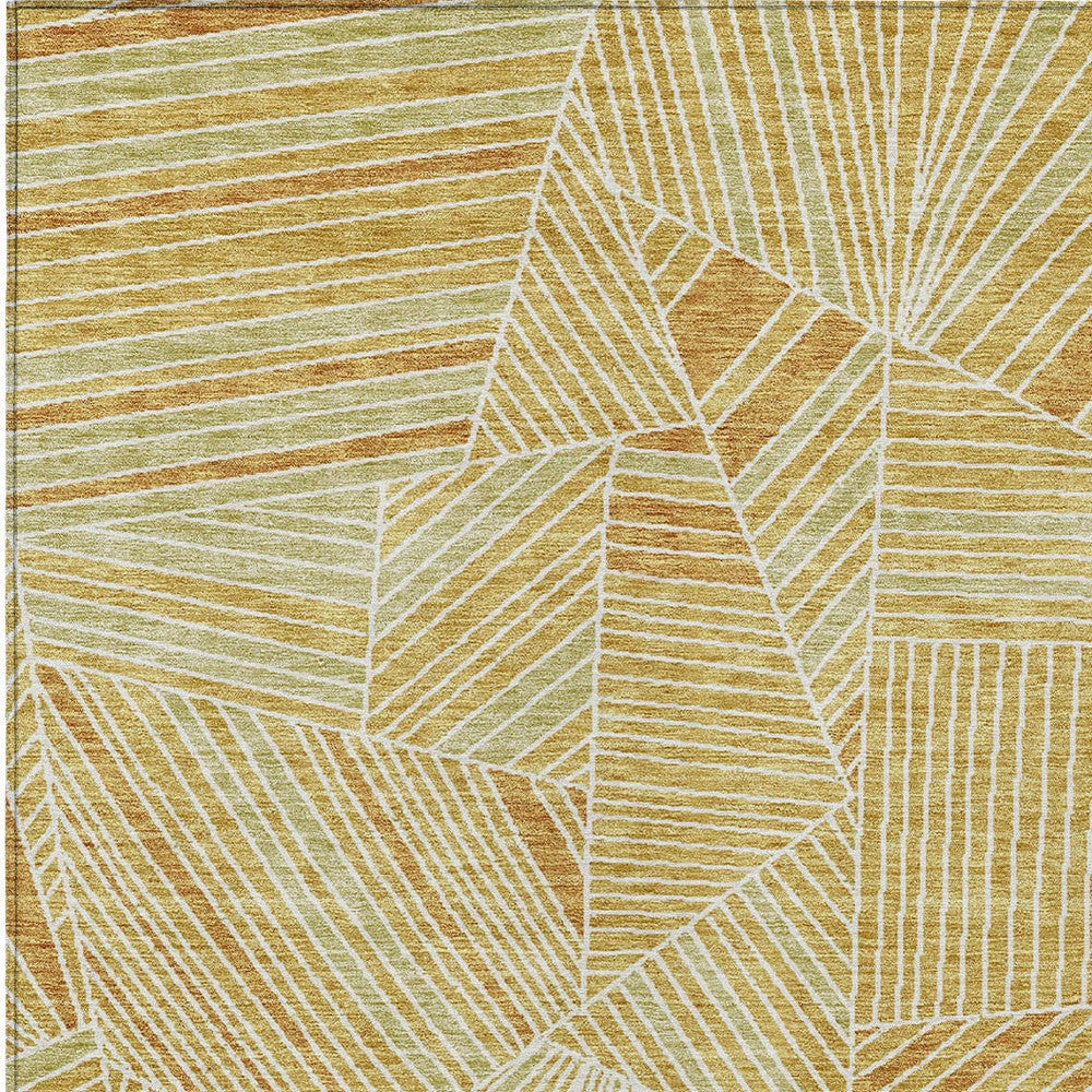 Tabselect Home Line 8' X 10' Gold Copper And Brown Geometric Washable Indoor Outdoor Area Rug