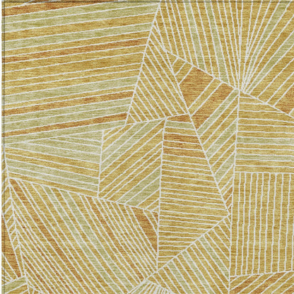 Tabselect Home Line 8' X 10' Gold Copper And Brown Geometric Washable Indoor Outdoor Area Rug
