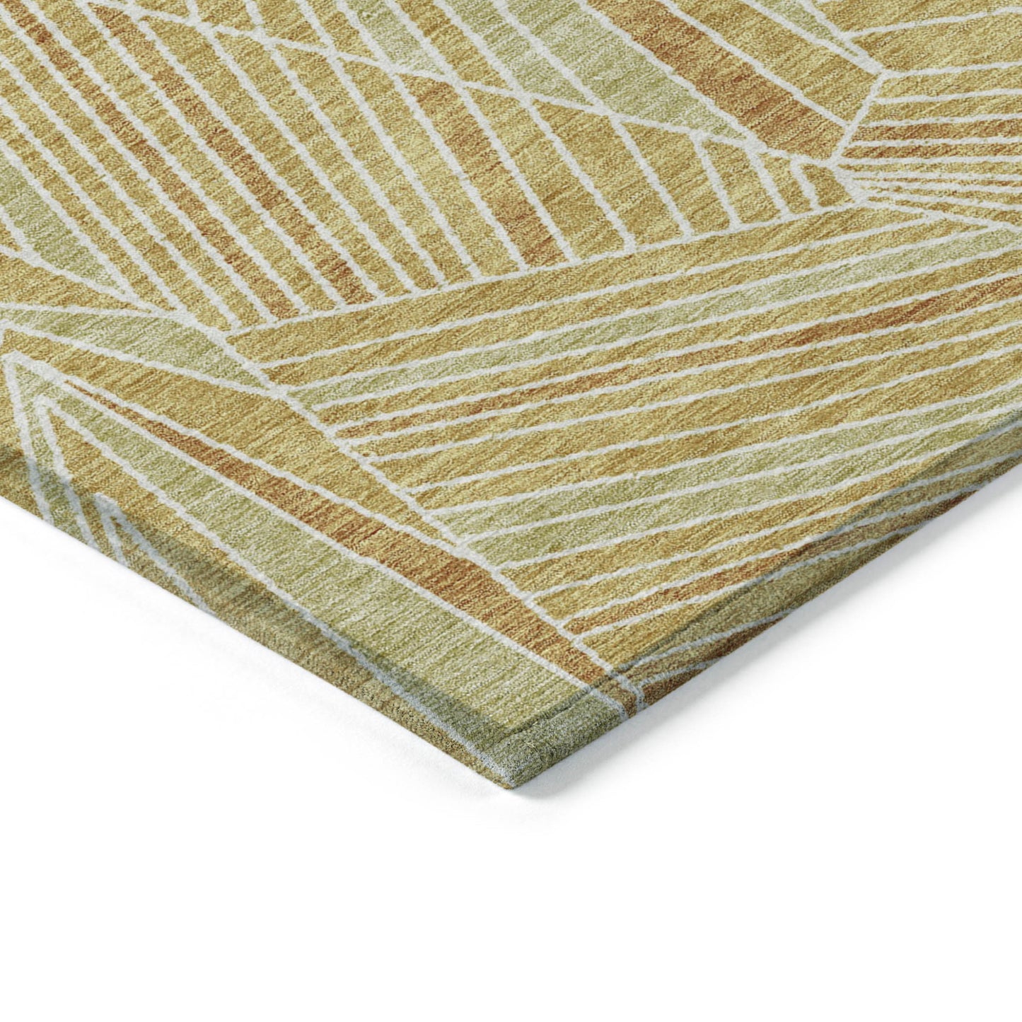 Tabselect Home Line 8' X 10' Gold Copper And Brown Geometric Washable Indoor Outdoor Area Rug