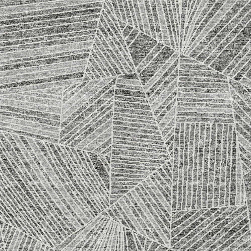 Tabselect Home Line 5' X 8' Gray And Ivory Geometric Washable Indoor Outdoor Area Rug