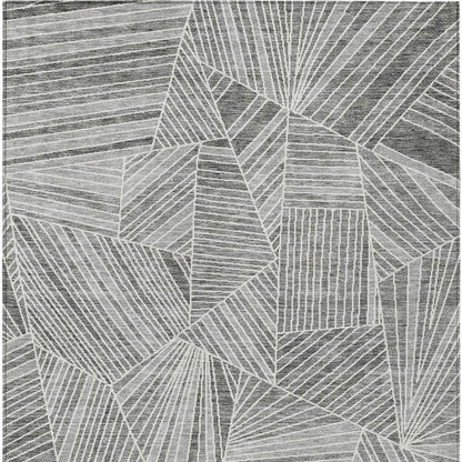 Tabselect Home Line 8' X 10' Gray And Ivory Geometric Washable Indoor Outdoor Area Rug