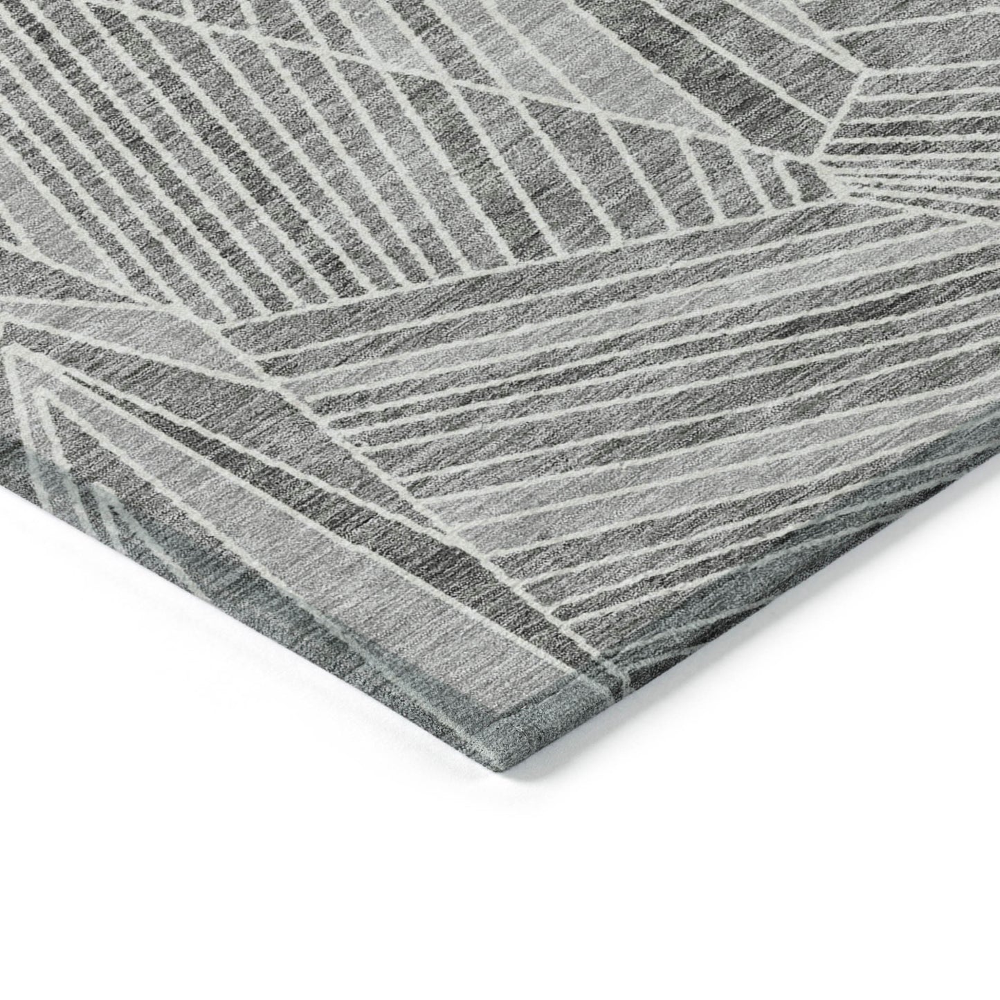 Tabselect Home Line 8' X 10' Gray And Ivory Geometric Washable Indoor Outdoor Area Rug