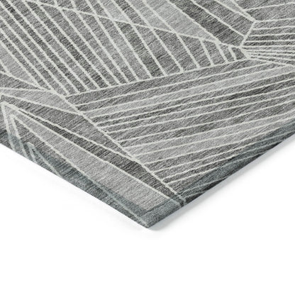 Tabselect Home Line 8' X 10' Gray And Ivory Geometric Washable Indoor Outdoor Area Rug