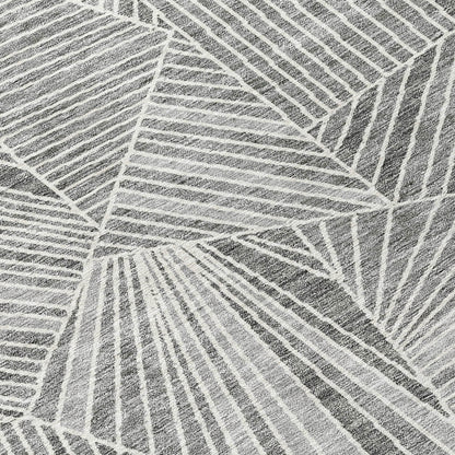 Tabselect Home Line 8' X 10' Gray And Ivory Geometric Washable Indoor Outdoor Area Rug