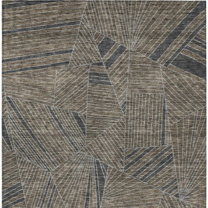 Tabselect Home Line 5' X 8' Brown Black And Gray Geometric Washable Indoor Outdoor Area Rug