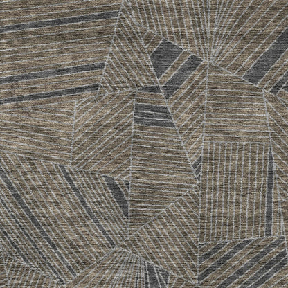 Tabselect Home Line 5' X 8' Brown Black And Gray Geometric Washable Indoor Outdoor Area Rug