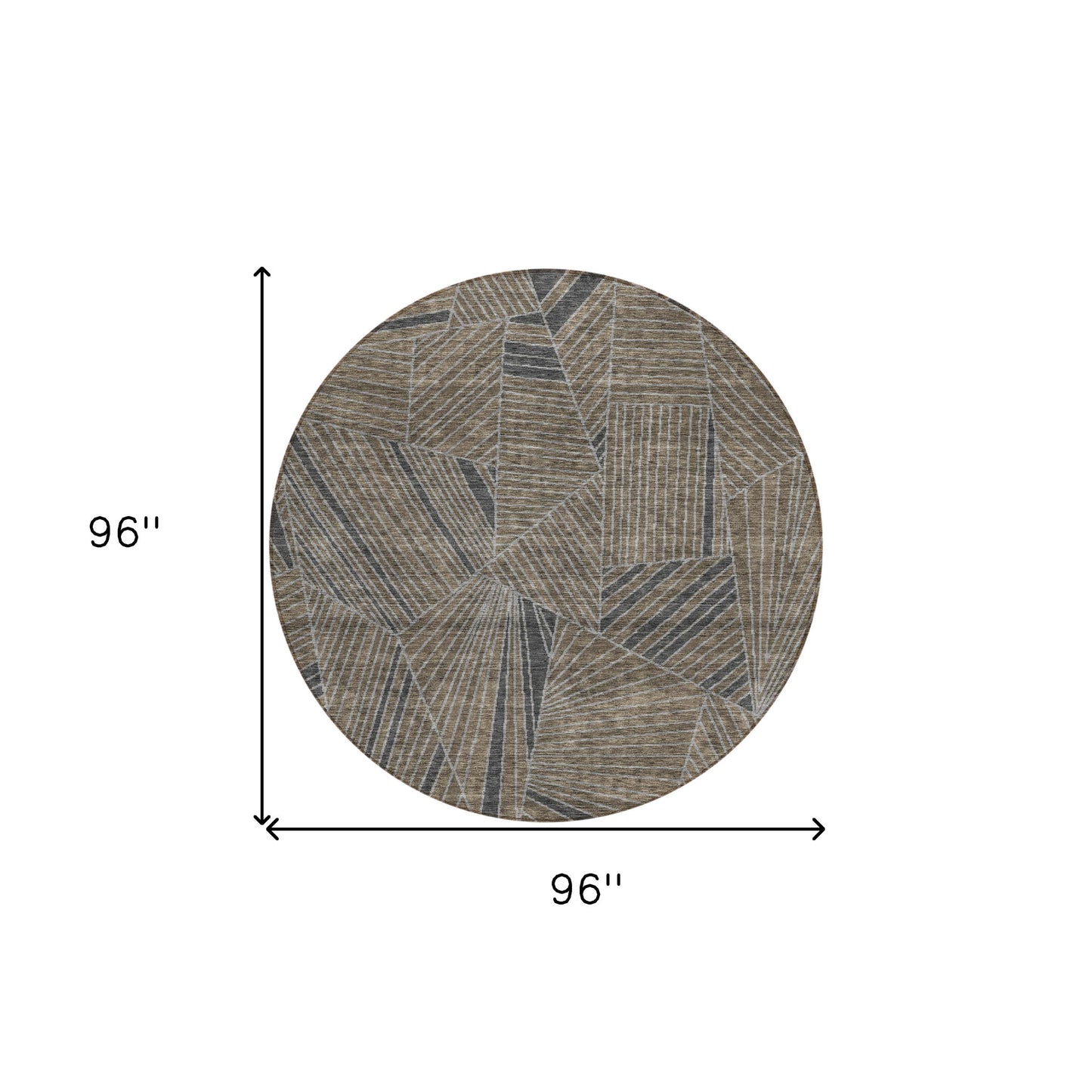 Tabselect Home Line 8' Brown Black And Gray Round Geometric Washable Indoor Outdoor Area Rug