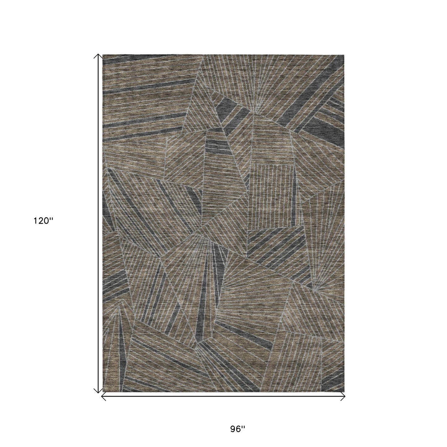 Tabselect Home Line 8' X 10' Brown Black And Gray Geometric Washable Indoor Outdoor Area Rug