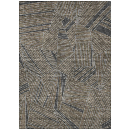 Tabselect Home Line 8' X 10' Brown Black And Gray Geometric Washable Indoor Outdoor Area Rug