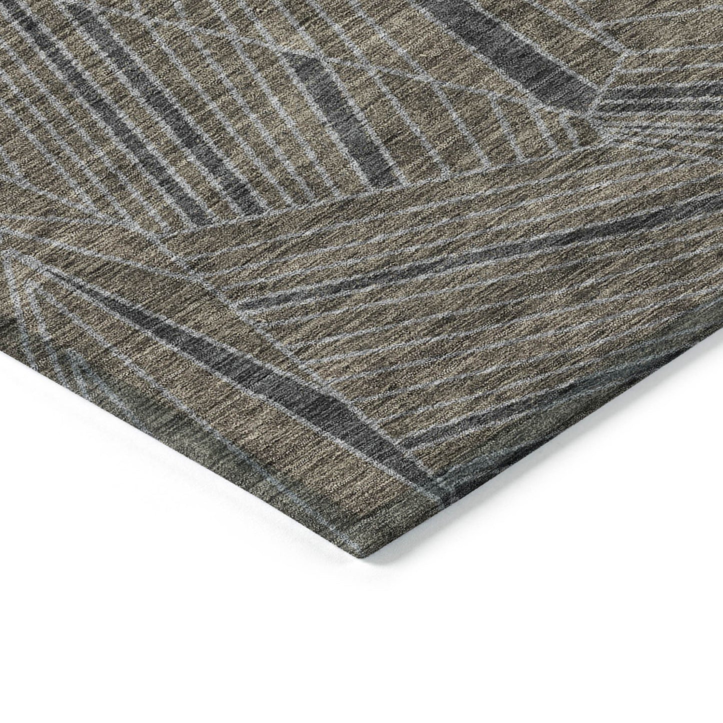 Tabselect Home Line 8' X 10' Brown Black And Gray Geometric Washable Indoor Outdoor Area Rug