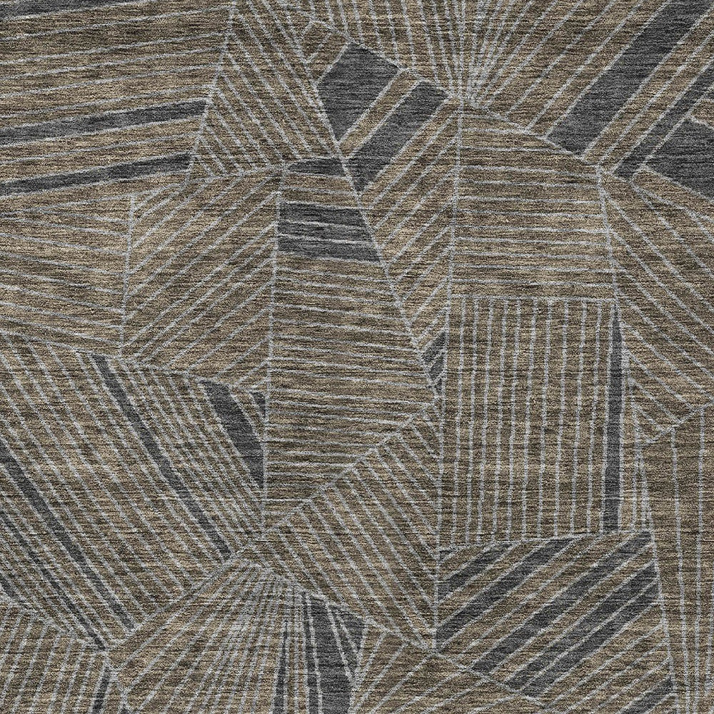 Tabselect Home Line 8' X 10' Brown Black And Gray Geometric Washable Indoor Outdoor Area Rug