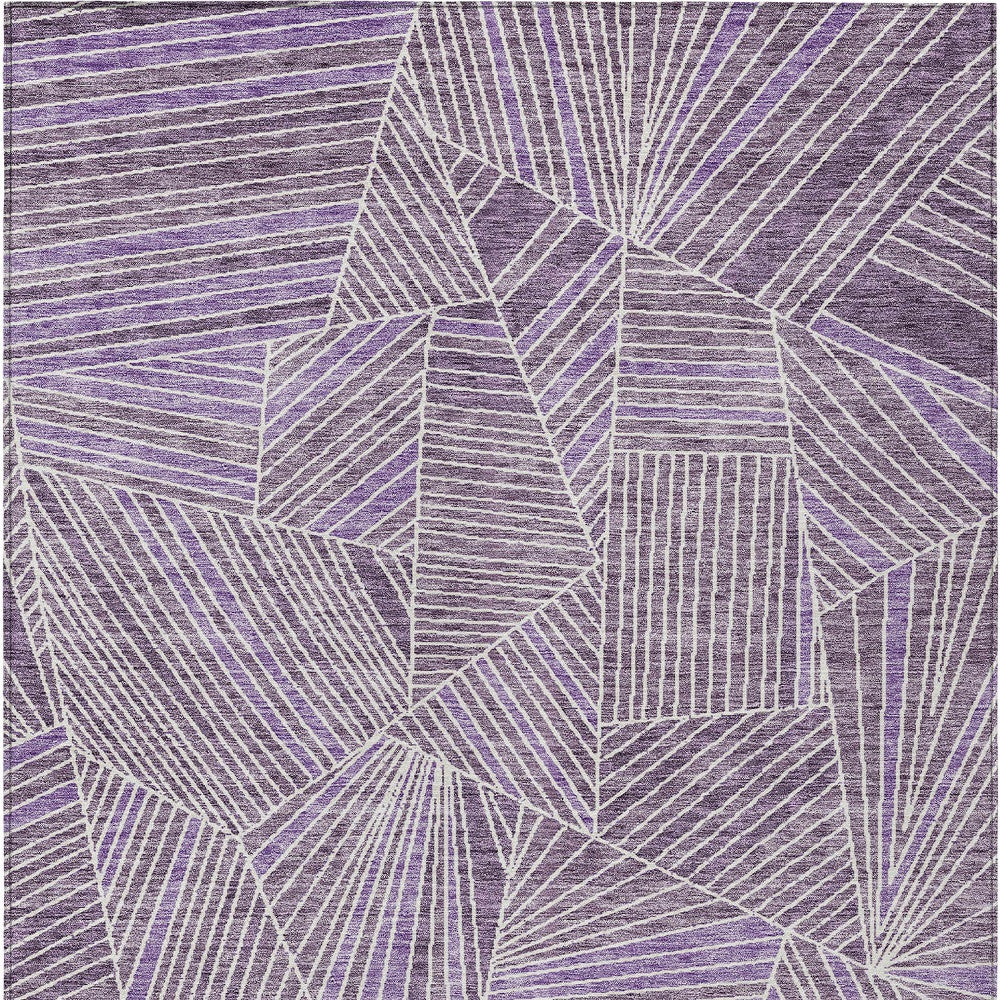 Tabselect Home Line 5' X 8' Purple And Ivory Geometric Washable Indoor Outdoor Area Rug