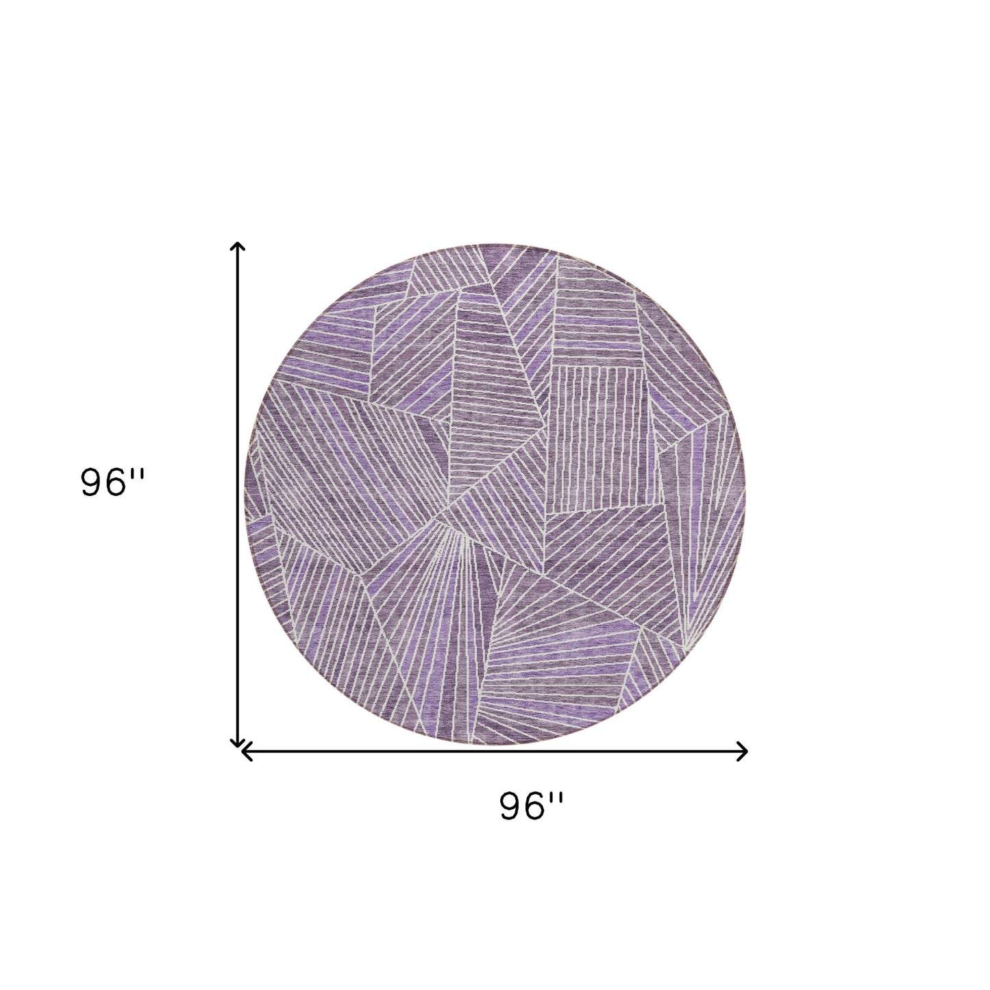Tabselect Home Line 8' Purple And Ivory Round Geometric Washable Indoor Outdoor Area Rug