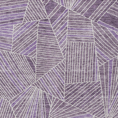 Tabselect Home Line 8' X 10' Purple And Ivory Geometric Washable Indoor Outdoor Area Rug