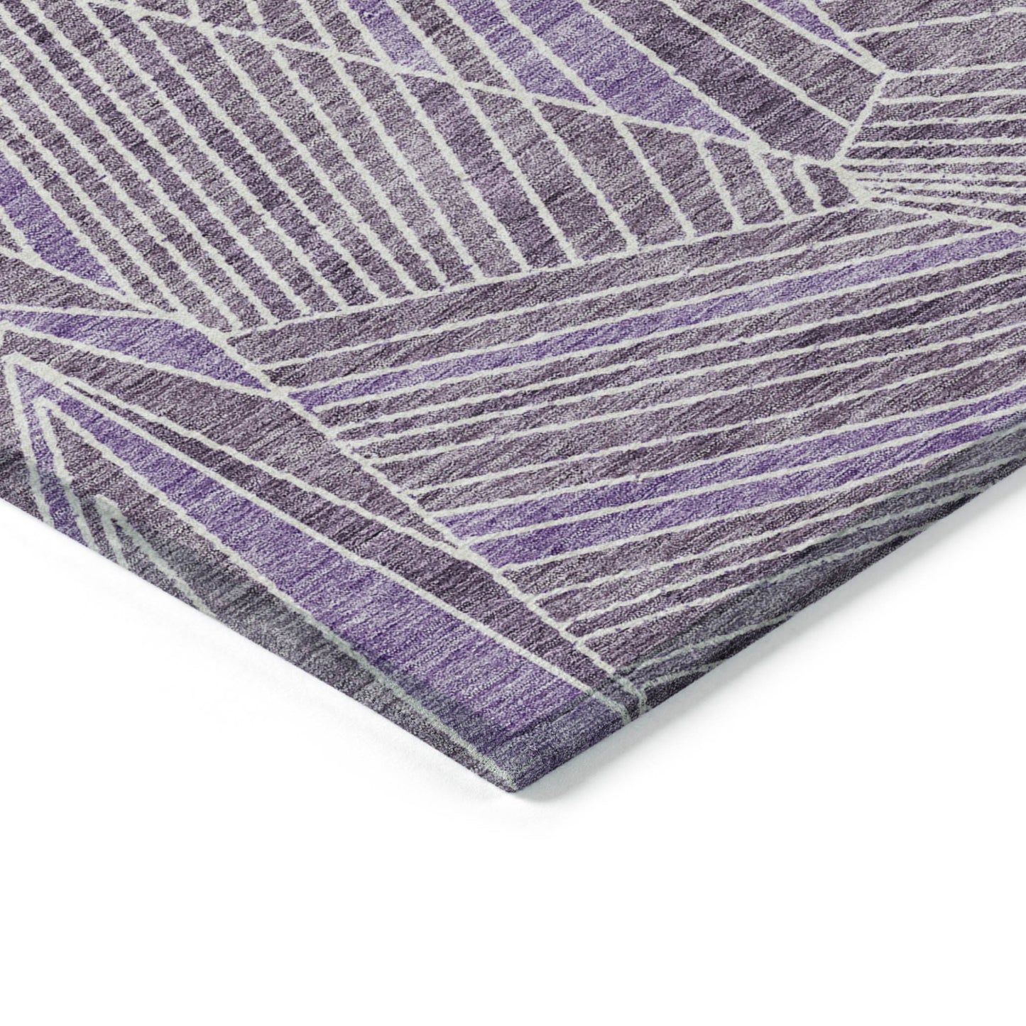 Tabselect Home Line 8' X 10' Purple And Ivory Geometric Washable Indoor Outdoor Area Rug