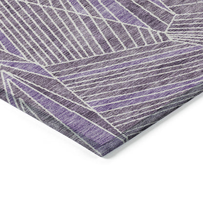 Tabselect Home Line 8' X 10' Purple And Ivory Geometric Washable Indoor Outdoor Area Rug