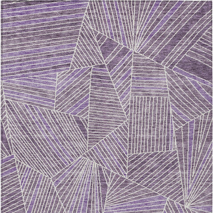 Tabselect Home Line 8' X 10' Purple And Ivory Geometric Washable Indoor Outdoor Area Rug