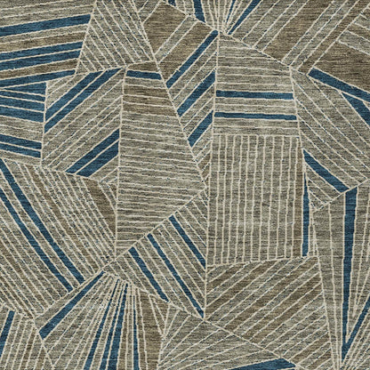 Tabselect Home Line 8' X 10' Taupe Blue And Beige Geometric Washable Indoor Outdoor Area Rug