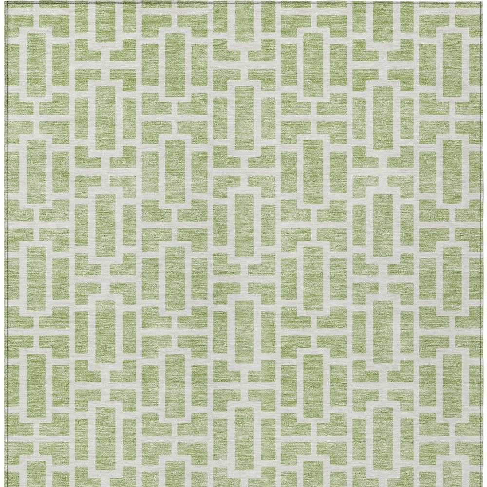 Tabselect Home Line 5' X 8' Artichoke Green And Ivory Geometric Washable Indoor Outdoor Area Rug
