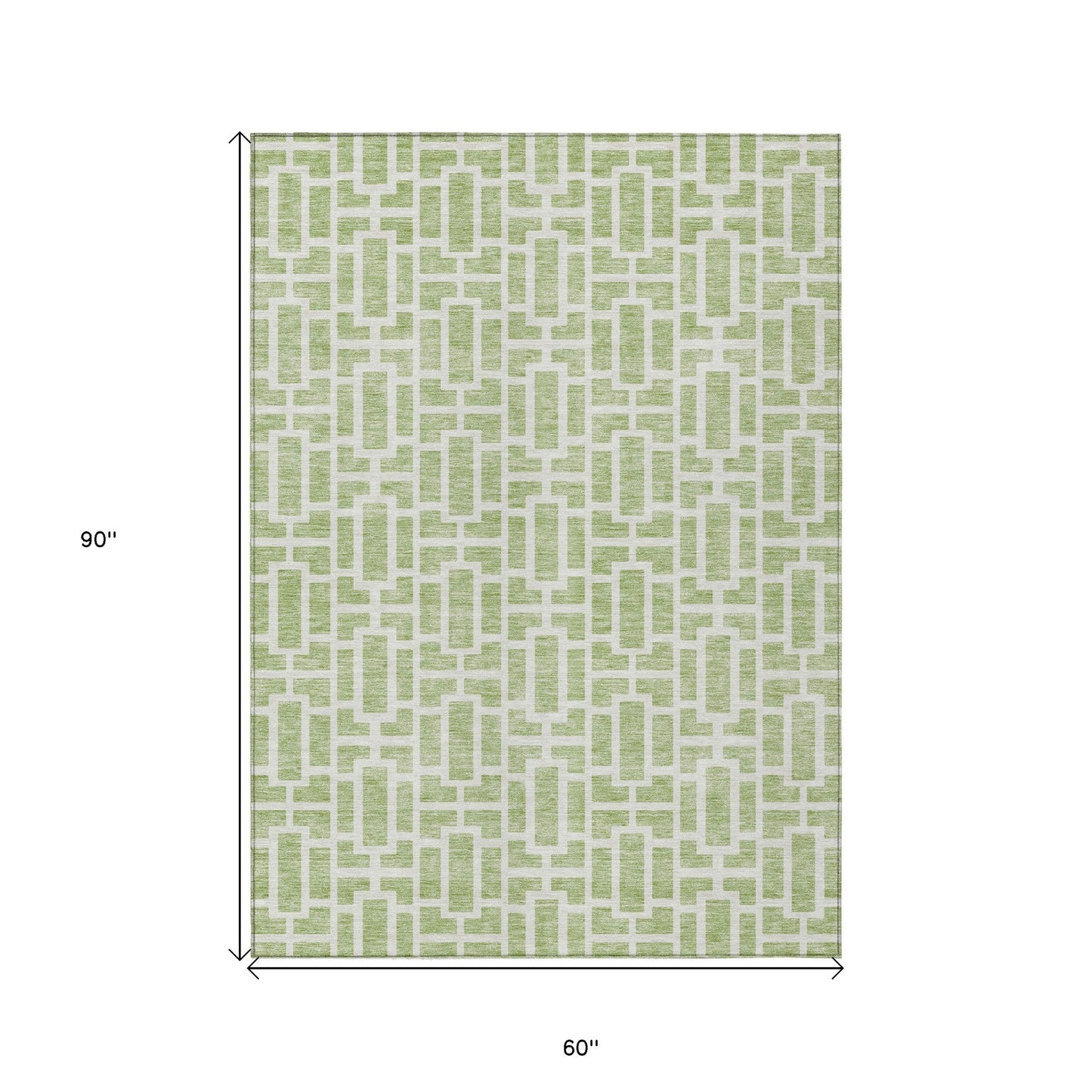 Tabselect Home Line 5' X 8' Artichoke Green And Ivory Geometric Washable Indoor Outdoor Area Rug