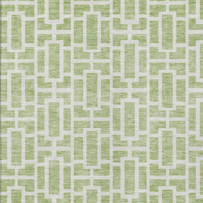 Tabselect Home Line 5' X 8' Artichoke Green And Ivory Geometric Washable Indoor Outdoor Area Rug