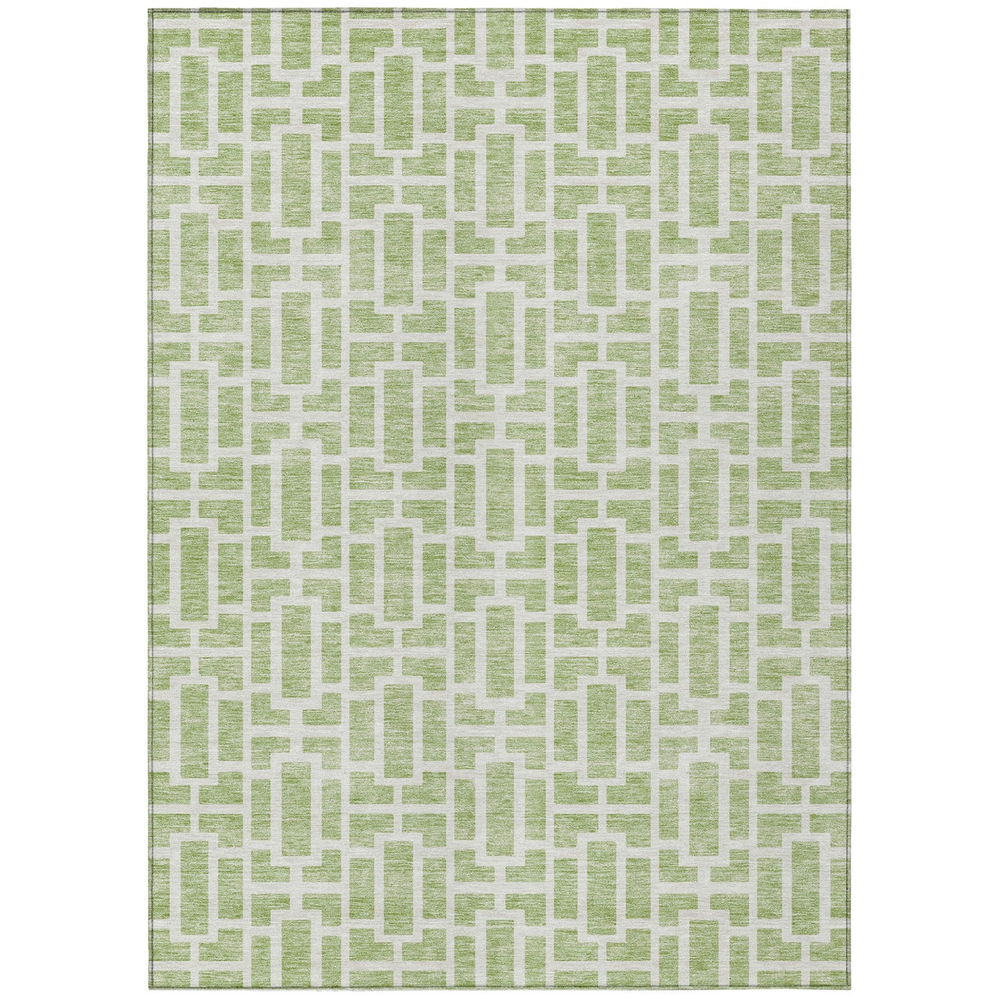 Tabselect Home Line 8' X 10' Artichoke Green And Ivory Geometric Washable Indoor Outdoor Area Rug
