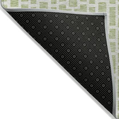 Tabselect Home Line 8' X 10' Artichoke Green And Ivory Geometric Washable Indoor Outdoor Area Rug