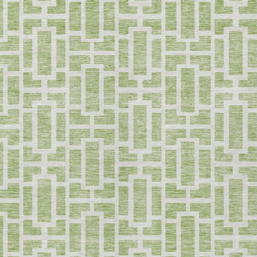 Tabselect Home Line 8' X 10' Artichoke Green And Ivory Geometric Washable Indoor Outdoor Area Rug