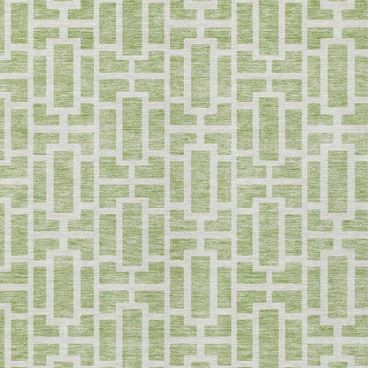 Tabselect Home Line 8' X 10' Artichoke Green And Ivory Geometric Washable Indoor Outdoor Area Rug