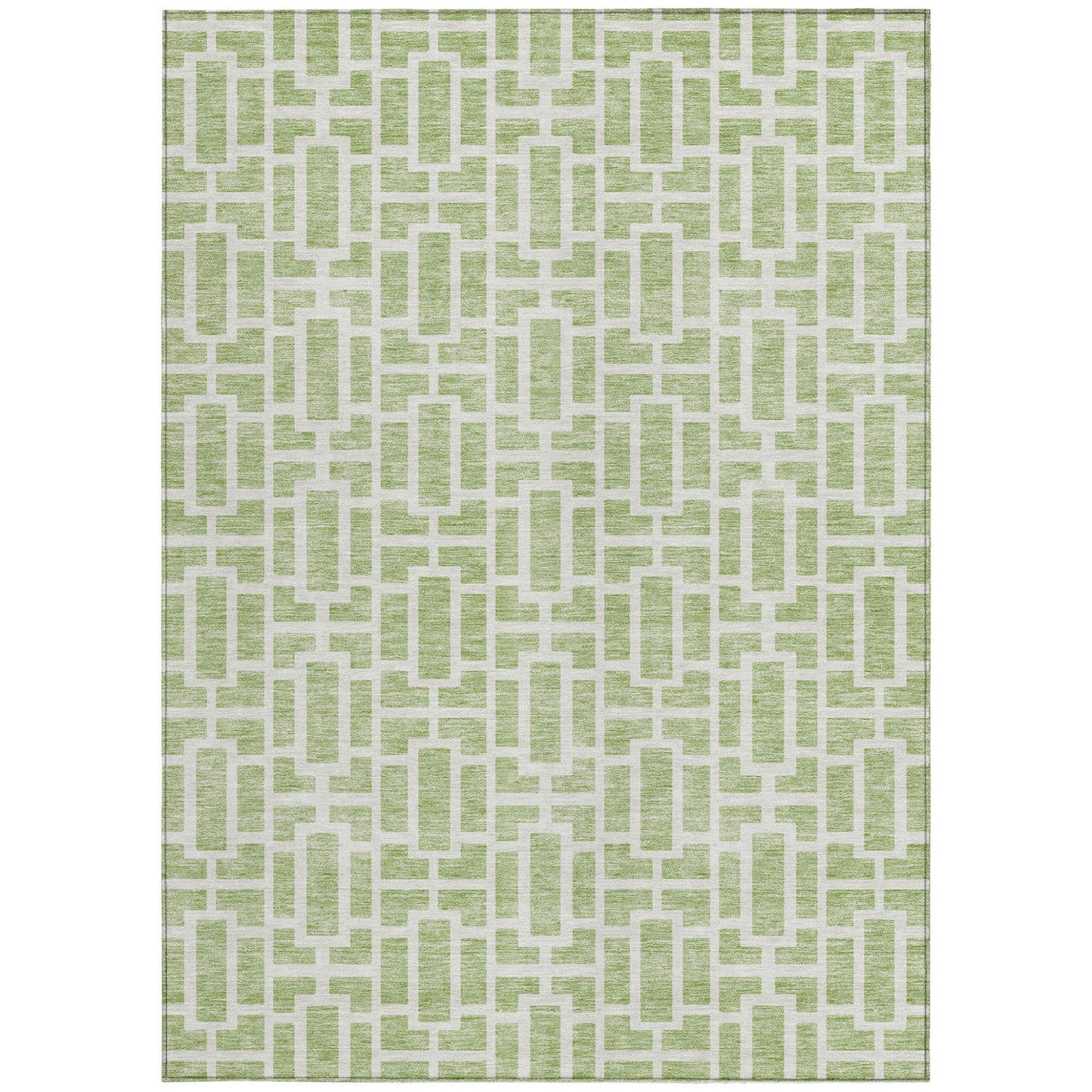 Tabselect Home Line 9' X 12' Artichoke Green And Ivory Geometric Washable Indoor Outdoor Area Rug