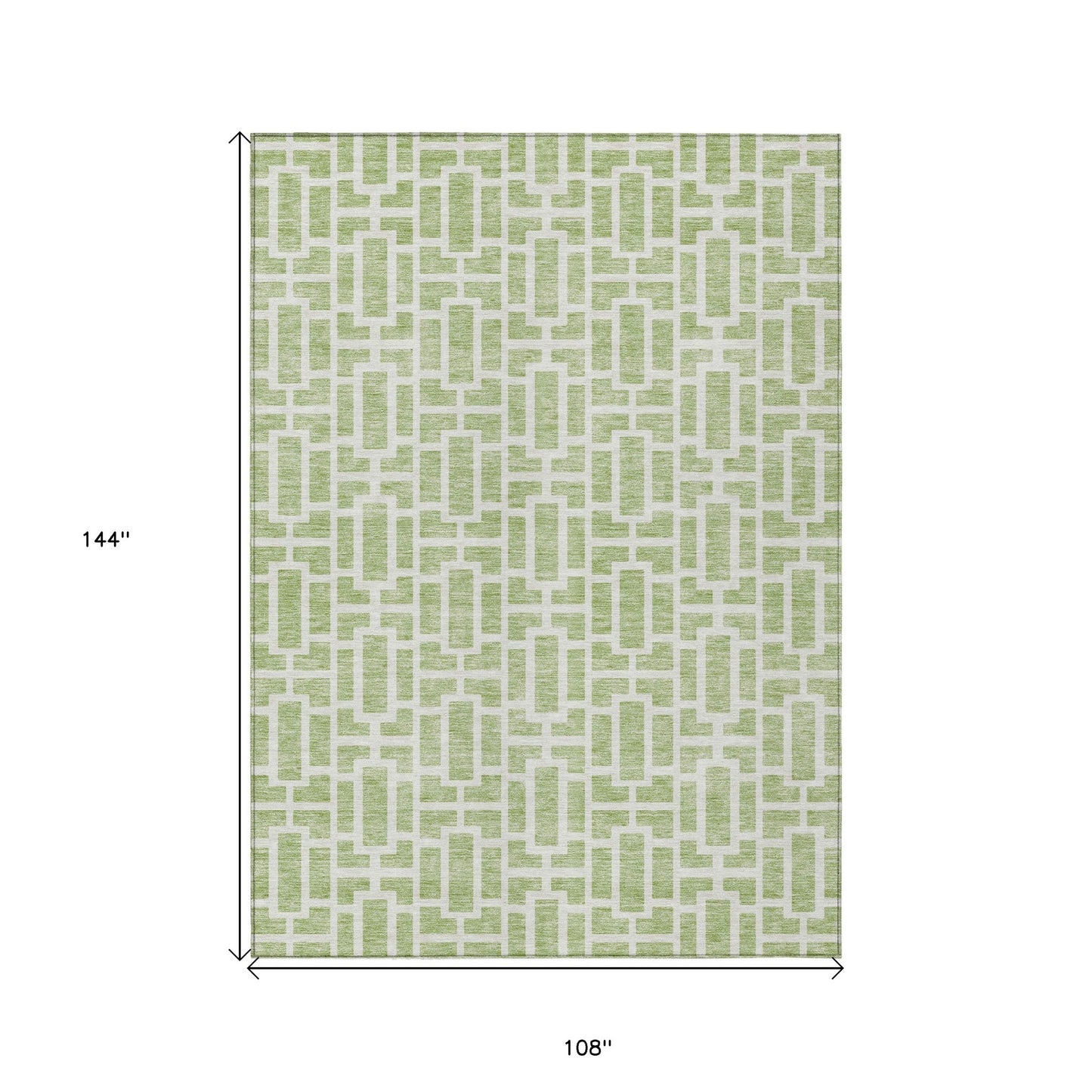 Tabselect Home Line 9' X 12' Artichoke Green And Ivory Geometric Washable Indoor Outdoor Area Rug