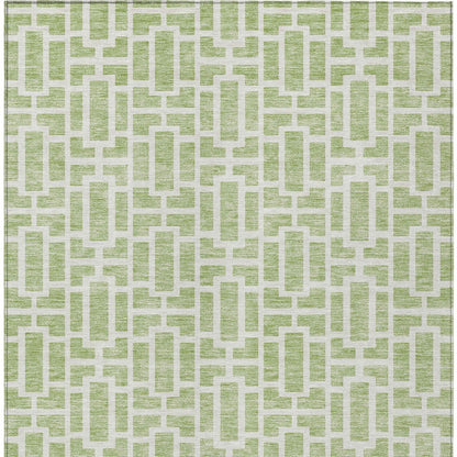 Tabselect Home Line 9' X 12' Artichoke Green And Ivory Geometric Washable Indoor Outdoor Area Rug