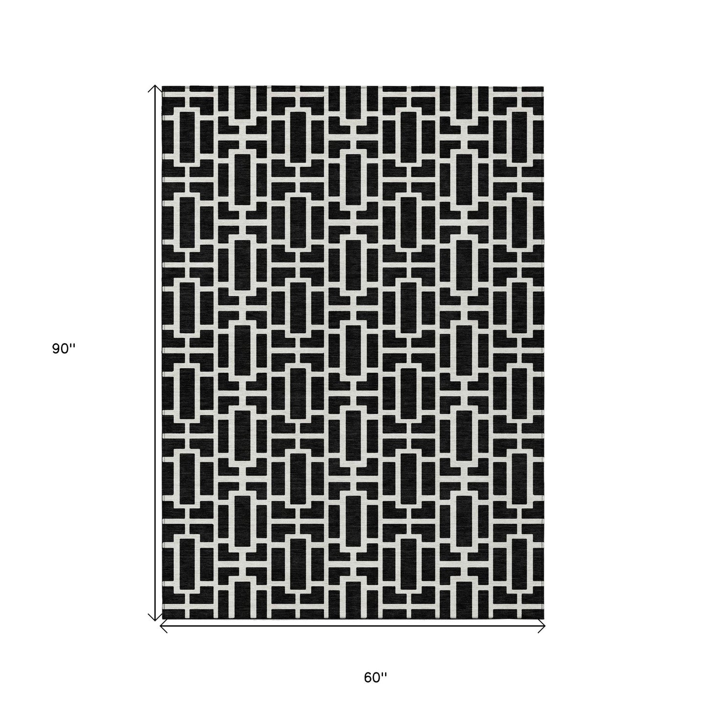 Tabselect Home Line 5' X 8' Black And Ivory Geometric Washable Indoor Outdoor Area Rug