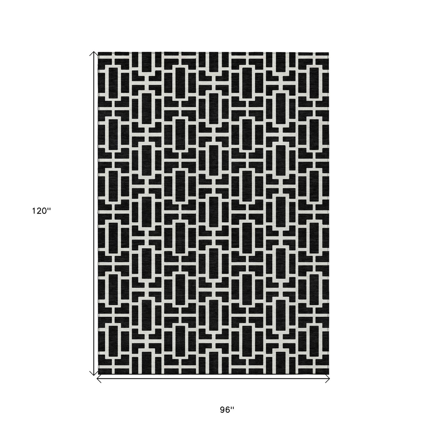 Tabselect Home Line 8' X 10' Black And Ivory Geometric Washable Indoor Outdoor Area Rug