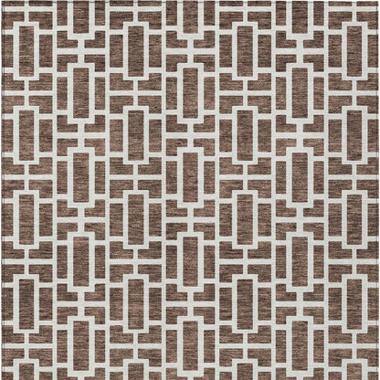 Tabselect Home Line 5' X 8' Brown And Beige Geometric Washable Indoor Outdoor Area Rug